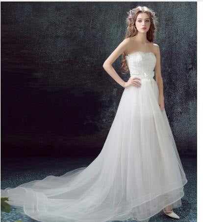 Sexy Mermaid Short Wedding Dress with Detachable Tulle Lace Appliqué Skirt