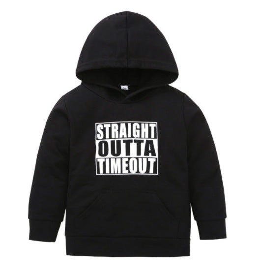 Kids Hooded Fleece Letter Print Regular Fit Casual Top