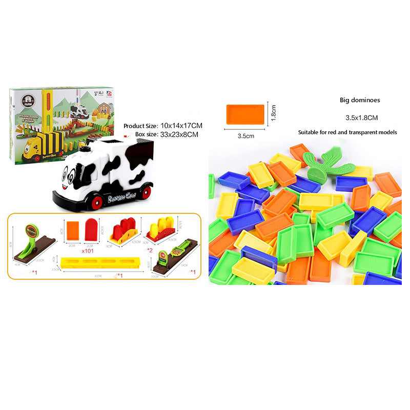 Puzzle domino car electric train with sound and light music automatic licensing electric car toy