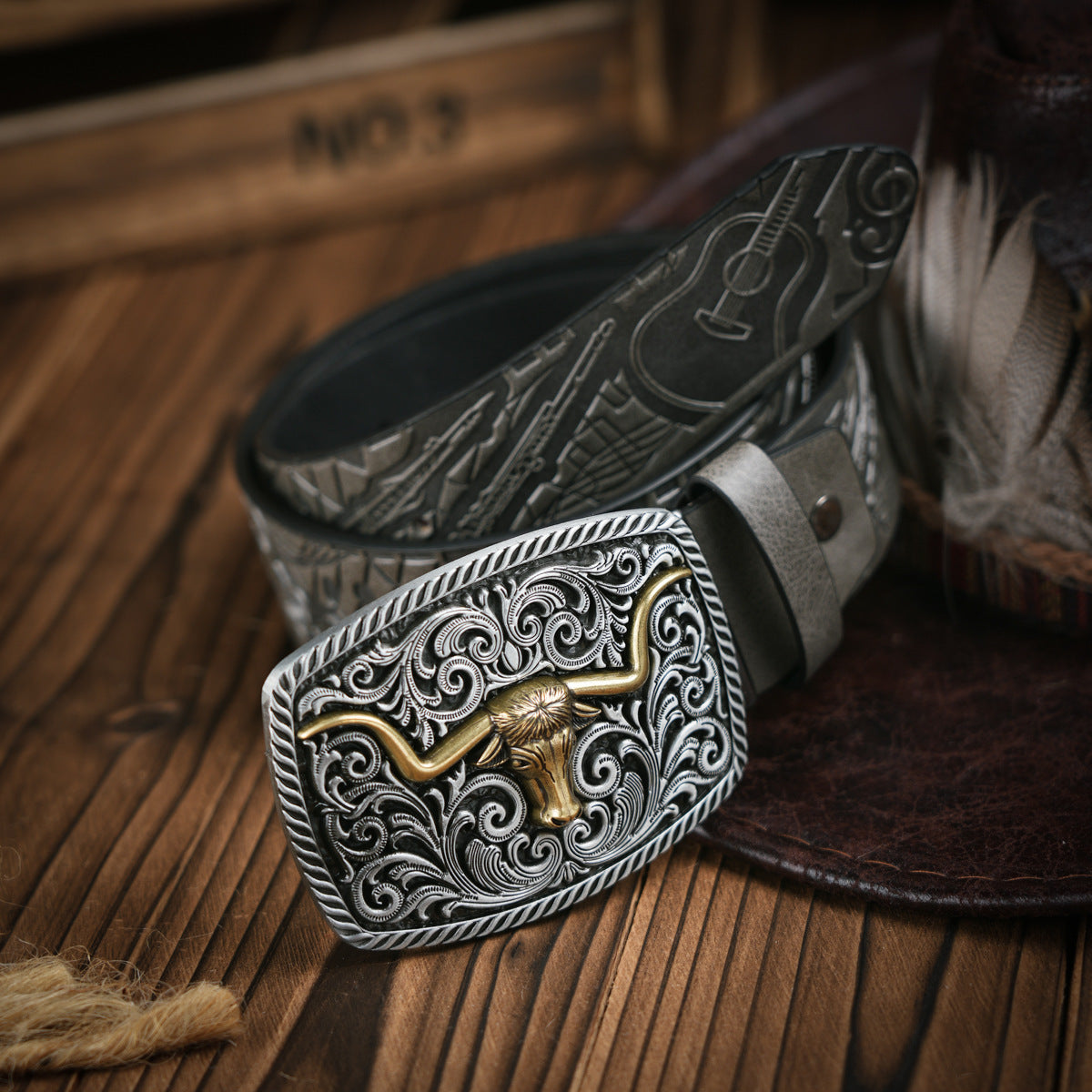 Retro Deer Embossed Belt – Imitation Leather with Buckle