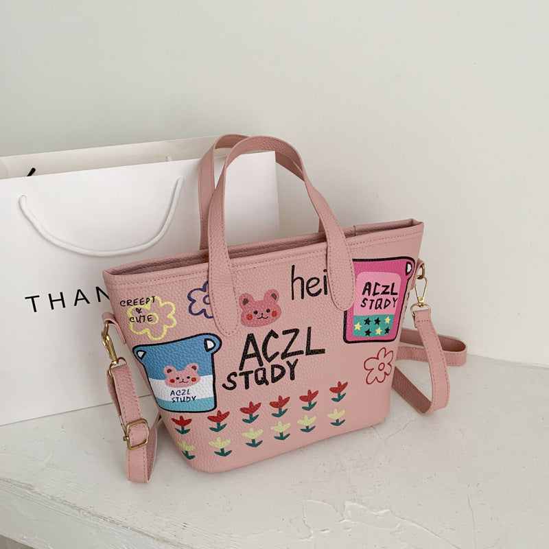 Cartoon Doodle Bucket Bag for Women