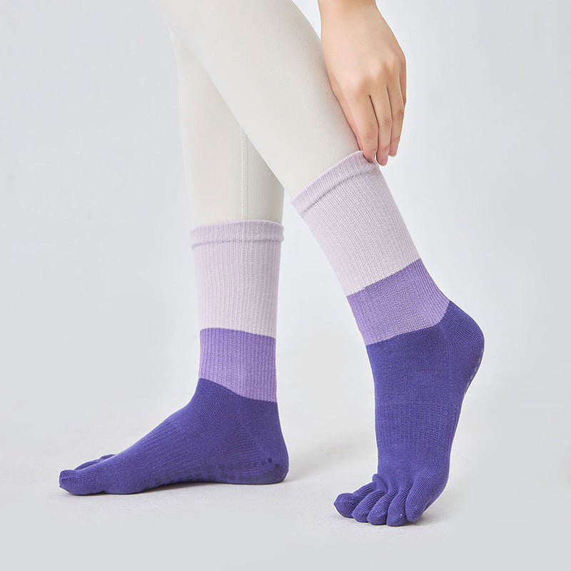 Women’s Non-Slip Yoga Socks High Tube with Rubber Band 3 Colors