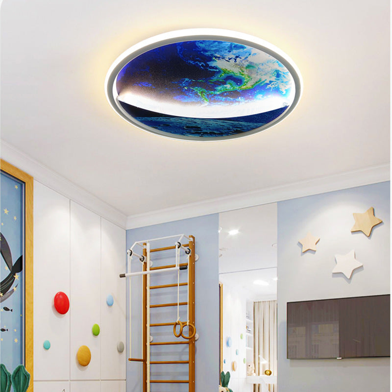 New Creative Planet Ceiling Smart Eye Protection Round Earth Children's Light