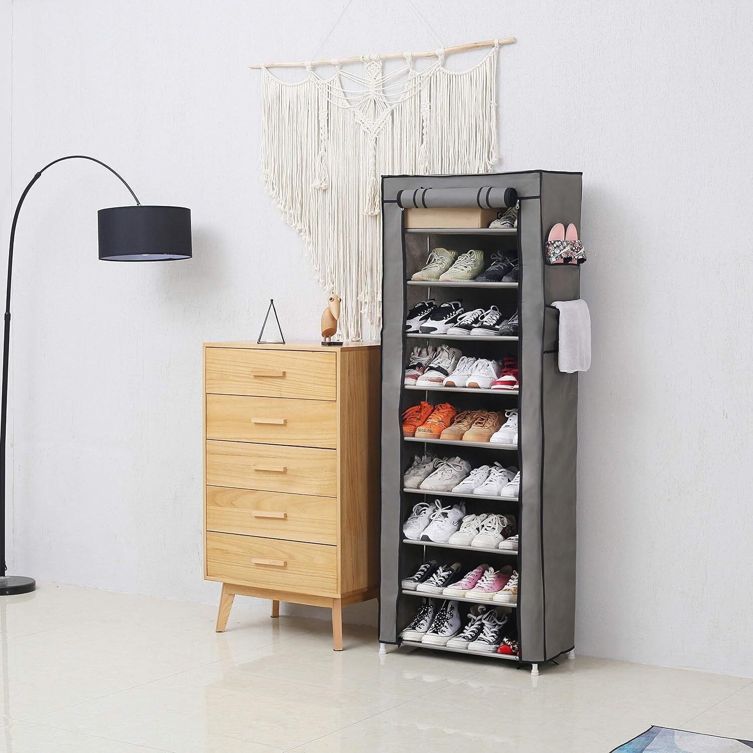 10 Tier Cabinet Storage Black Organiser Shoe Rack Stand Holds 27 Pairs Dustproof
