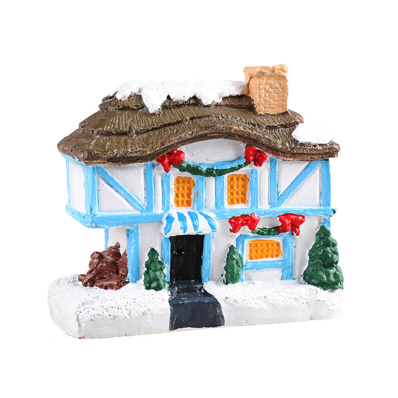 Christmas Small House Micro Landscape Resin Decorations