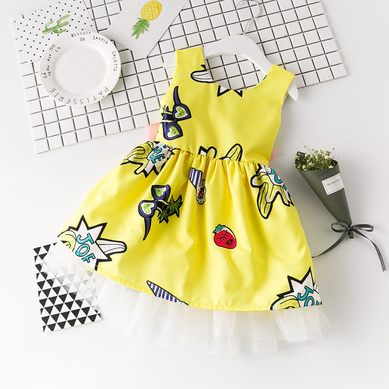 Baby Girl Cartoon Backless Sleeveless Dress – Summer Outfit