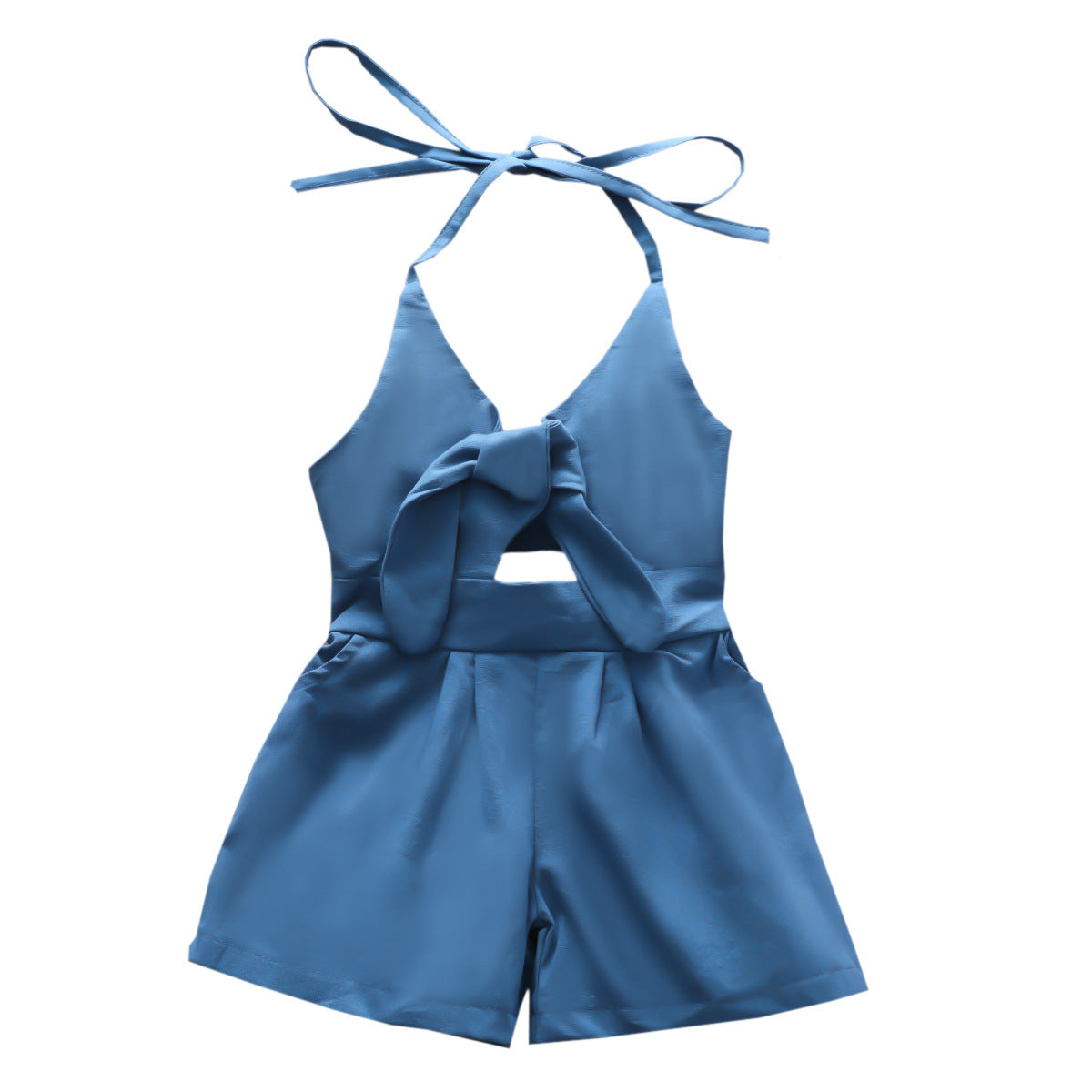 Children's Lace-up Halterneck Beach Jumpsuit