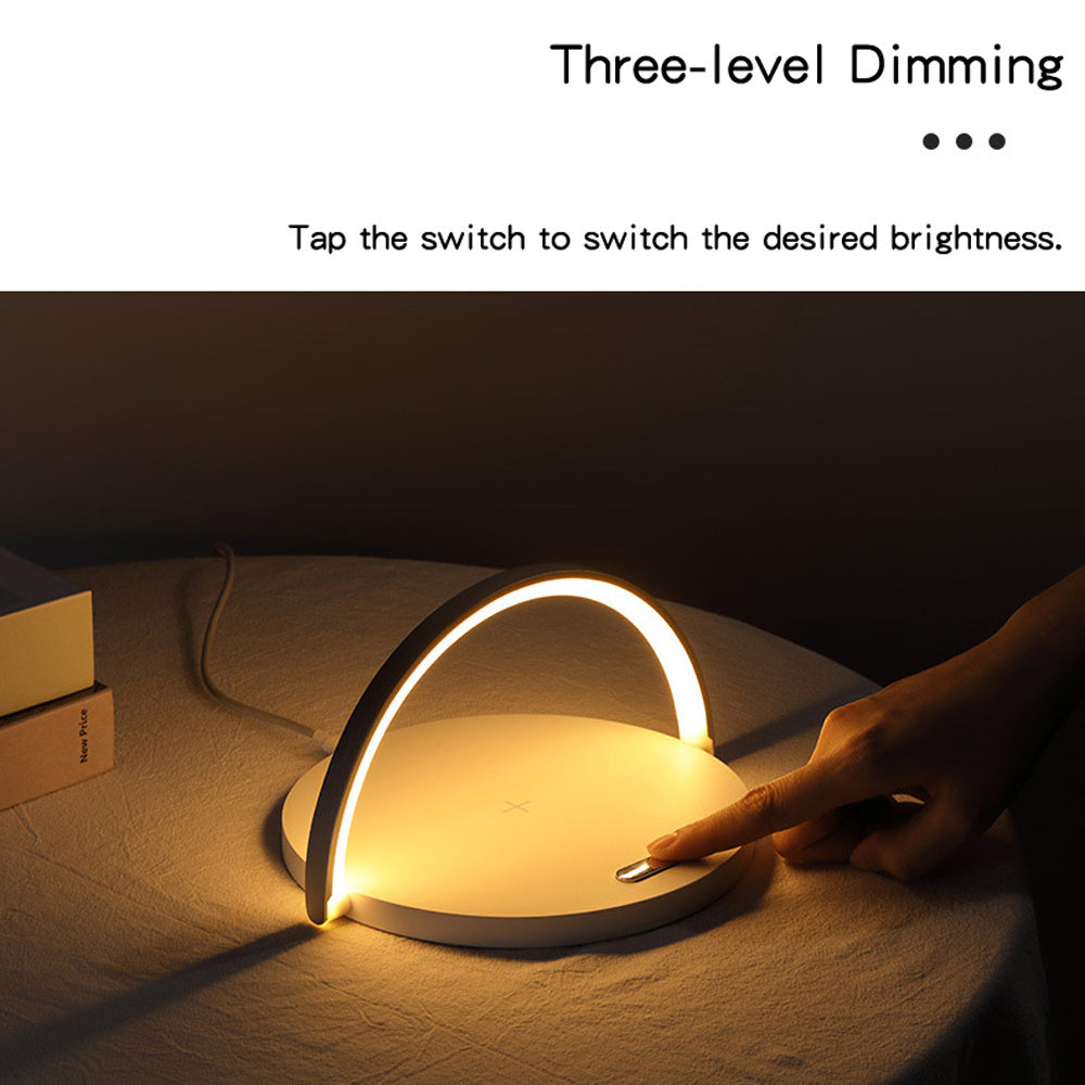 Fast Qi Wireless Charging Table Lamp – 15W Dimmable LED, Touch Control, USB-C