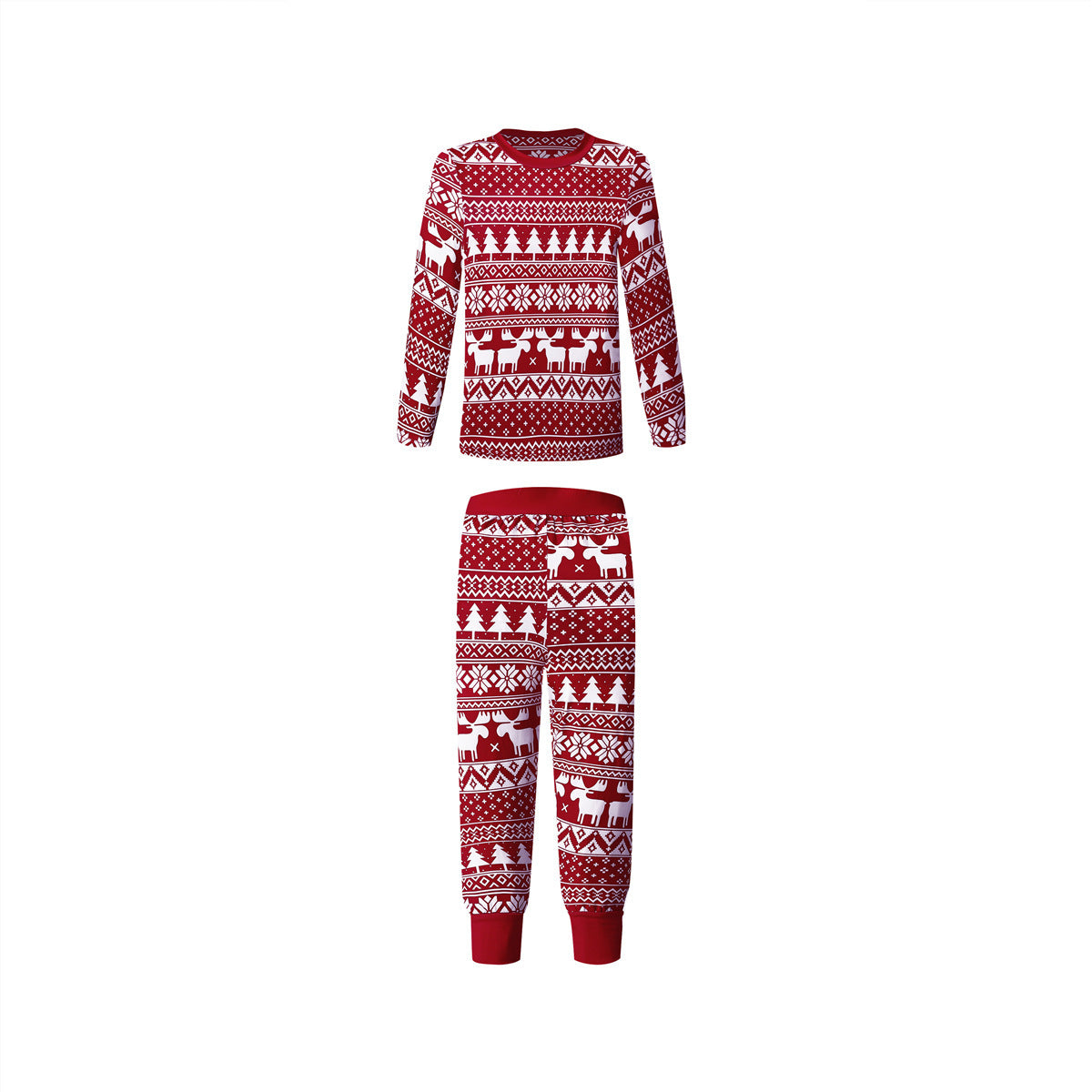 Christmas Print Contrast Color Parent-child Home Service Suit