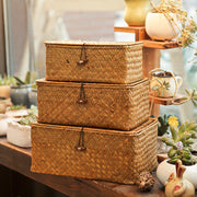 Sea Grass Storage Basket Set 3 Sizes For Books And Toys