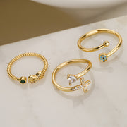 Clear CZ Zircon Cross Evil Eye Ring for Women and Girls
