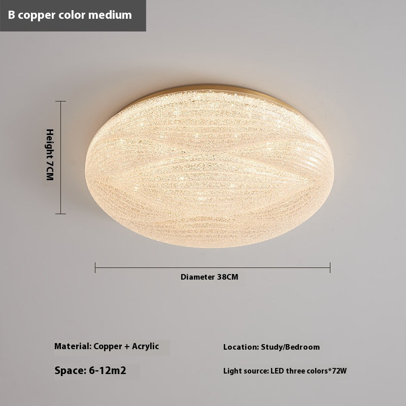 Modern Light Luxury Atmospheric Cream Style Copper Round Ceiling Lamp