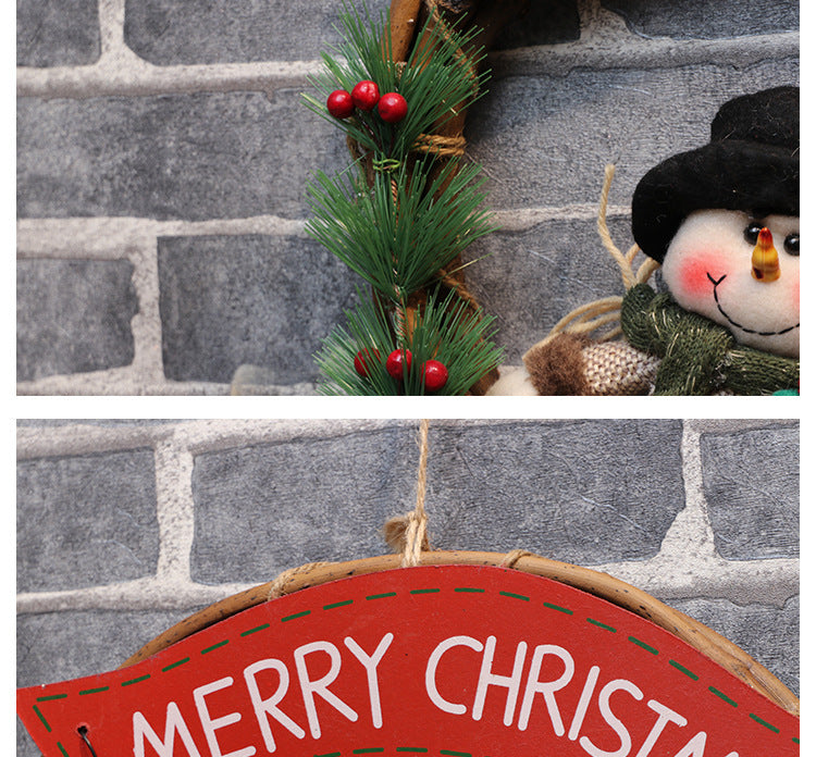 Wreath Christmas Vine Circle Pendant  Door Hanger