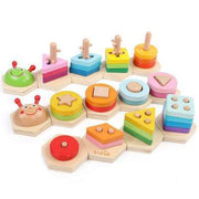 Wooden Shape Sorting Stacking Puzzle