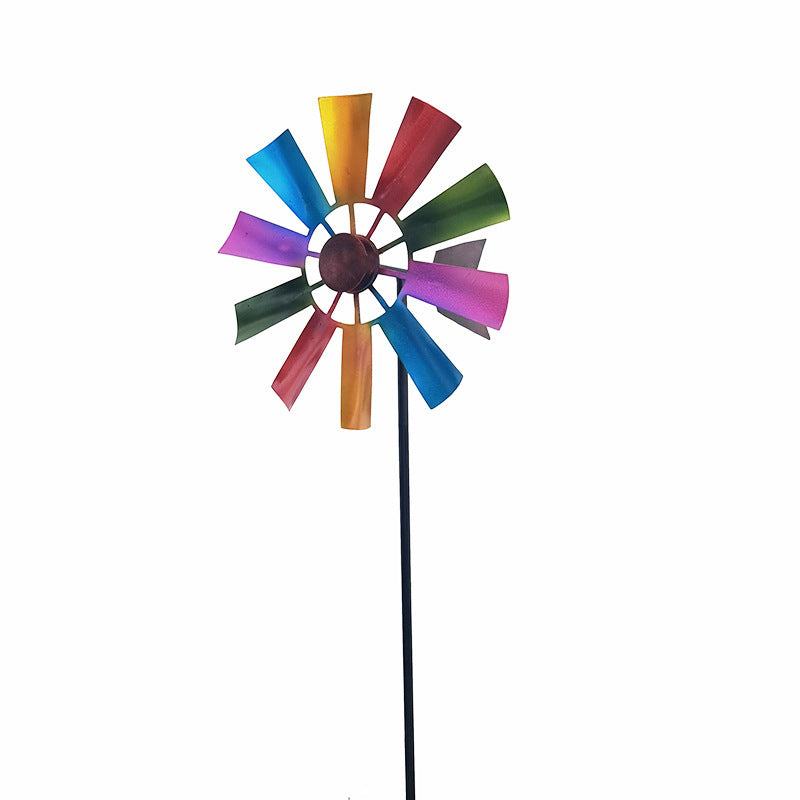 Garden Plug-in Rotating Windmill Metal Craft Ornament