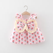 Girls' Dress Suspenders Flounced Sleeve Printing