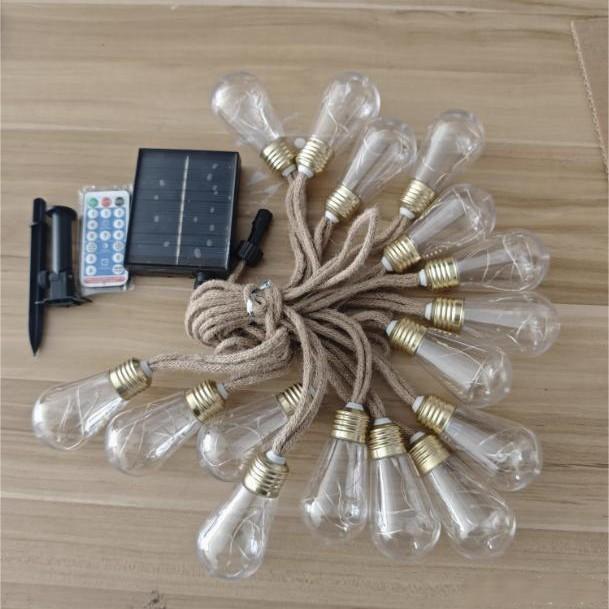 Outdoor Waterproof Solar Hemp Rope Globe Lighting Chain Camping Atmosphere Decoration