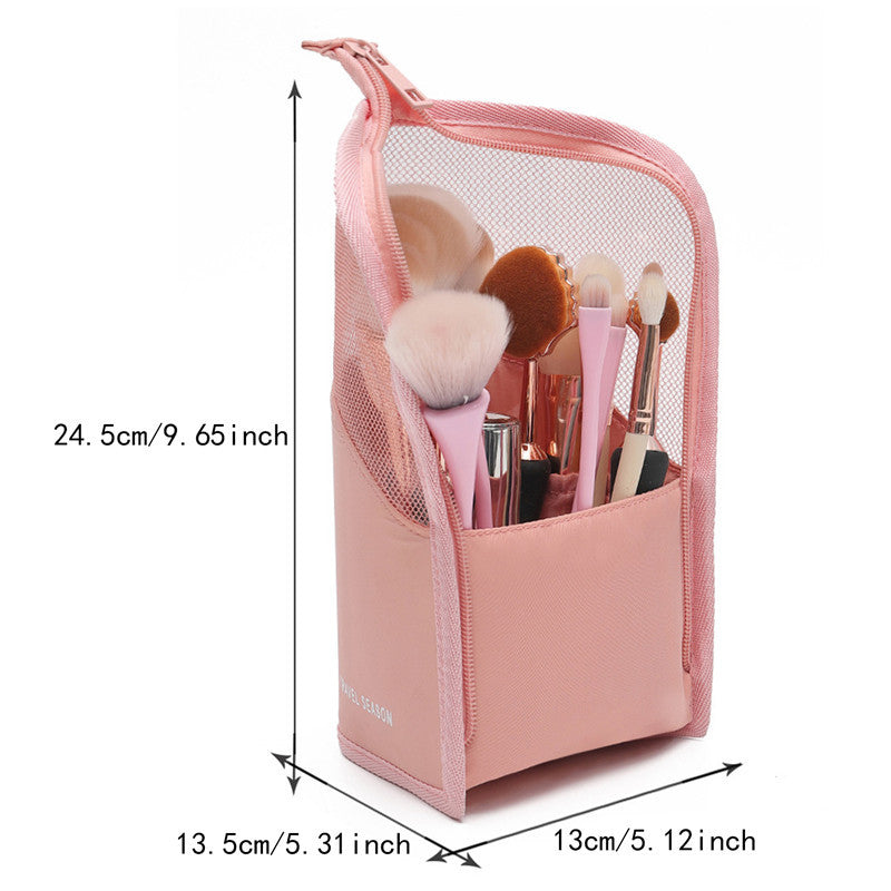 Makeup Brush Case – Waterproof Travel Holder Cup with Zipper, Stand & Foldable Design