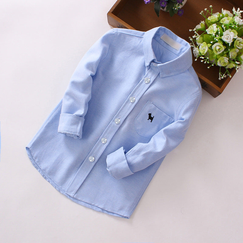 Kids Cotton Long Sleeve Shirt Casual Top Blue White Pink