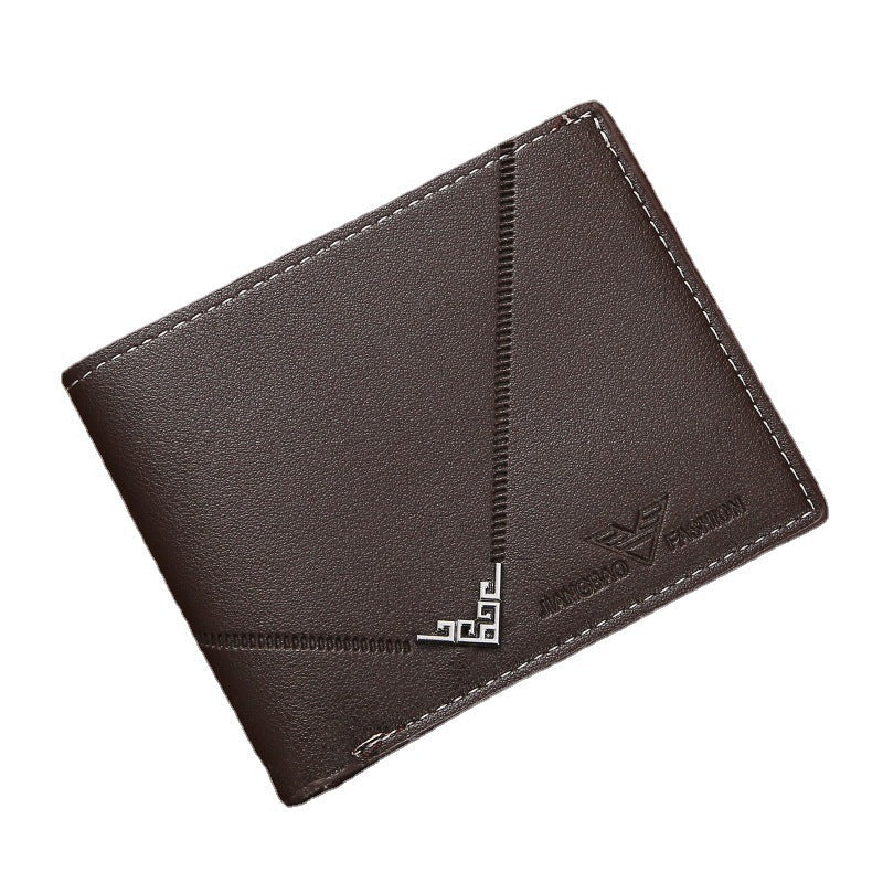 Men's PU Leather Short Wallet Lychee Pattern Multi Card