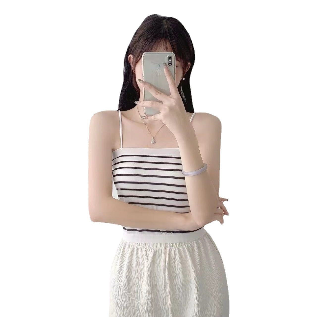 Summer Stripes Camisole Chest Pad Hot Girl Base Ride