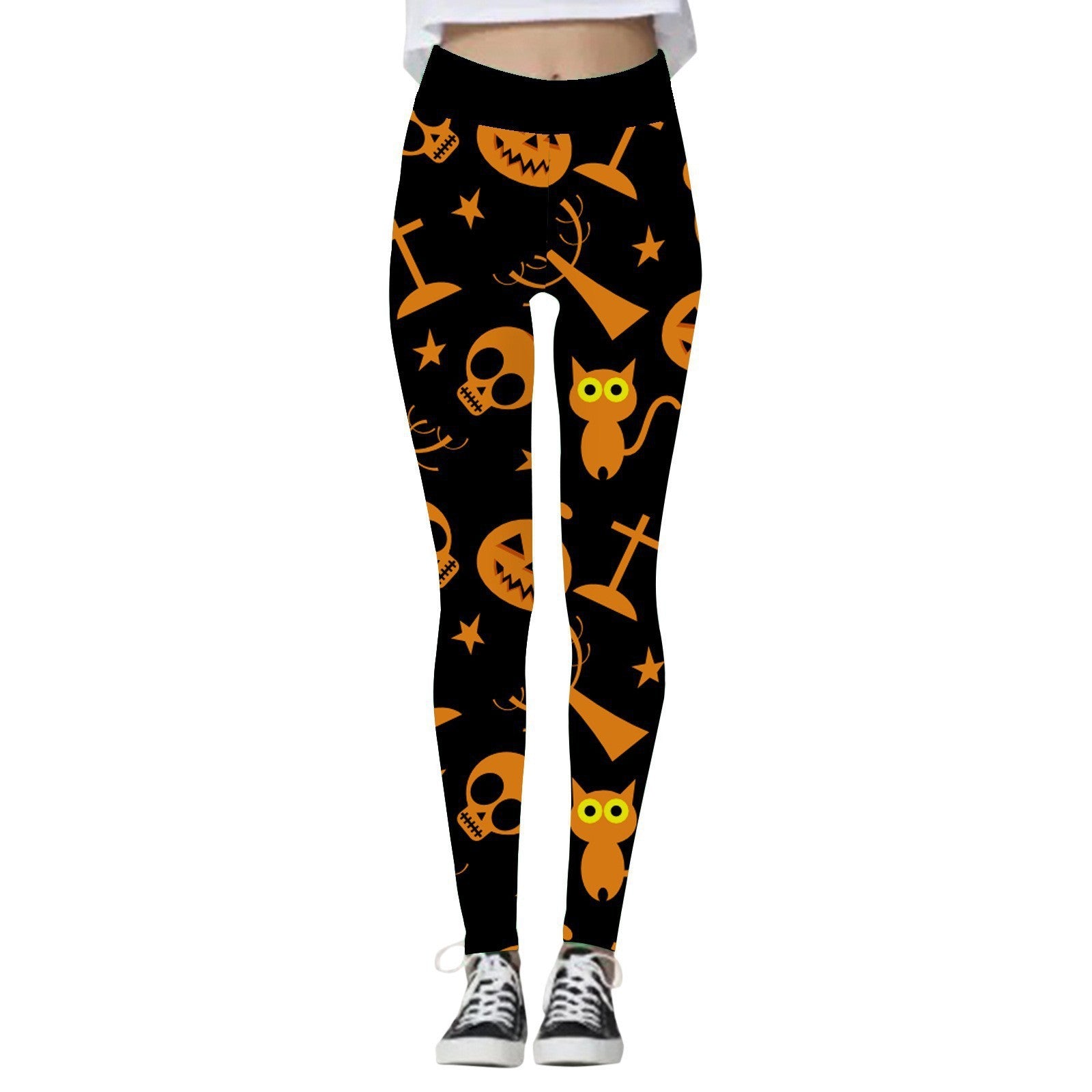 Halloween Women's Yoga Pants Pumpkin Skull