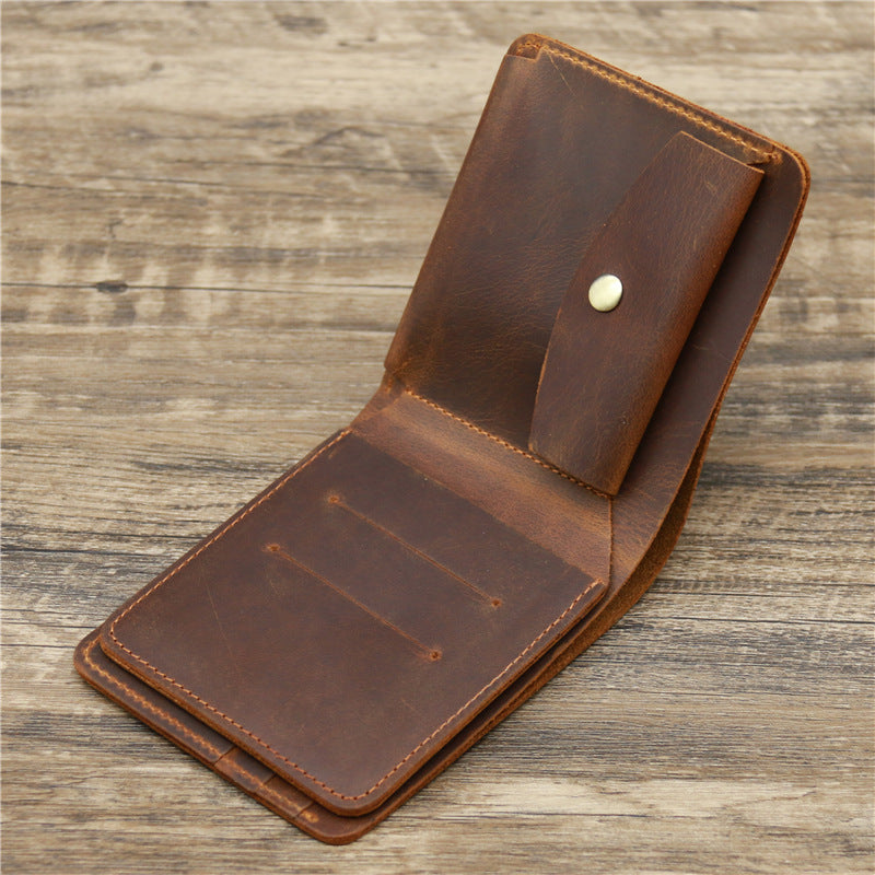 Men's Retro Leather Tri-Fold Wallet – First Layer Cowhide