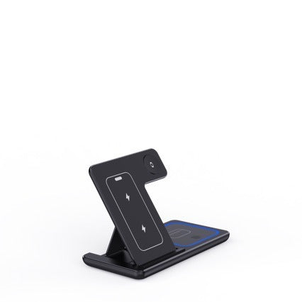 15W 3-in-1 Foldable Wireless Charger Stand, Fast Qi for iPhone 15–11, Apple Watch Series 9–5 & AirPods Pro with LED