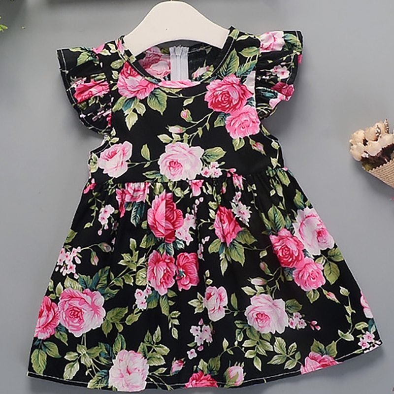 Girls Dress Cotton Summer Floral New Flower-Pattern