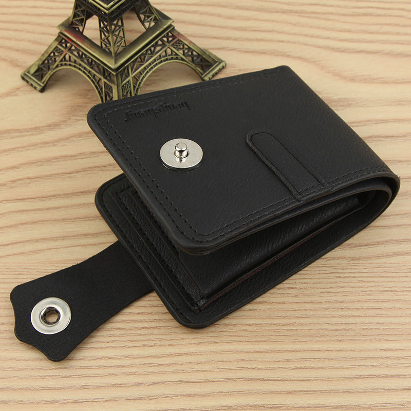 Men's Slim Bifold PU Leather Wallet Litchi Pattern Card