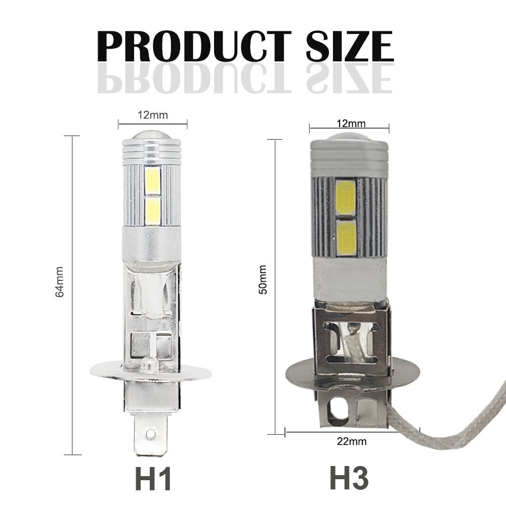 H3/H1 LED Car Fog Light Bulbs – High Brightness Auto Front Lamp