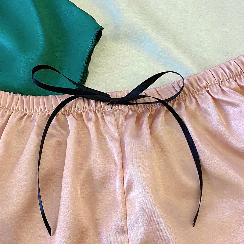 Lace-Up Loose Silk-Feel Loungewear Shorts – Women's Soft Casual Home Shorts