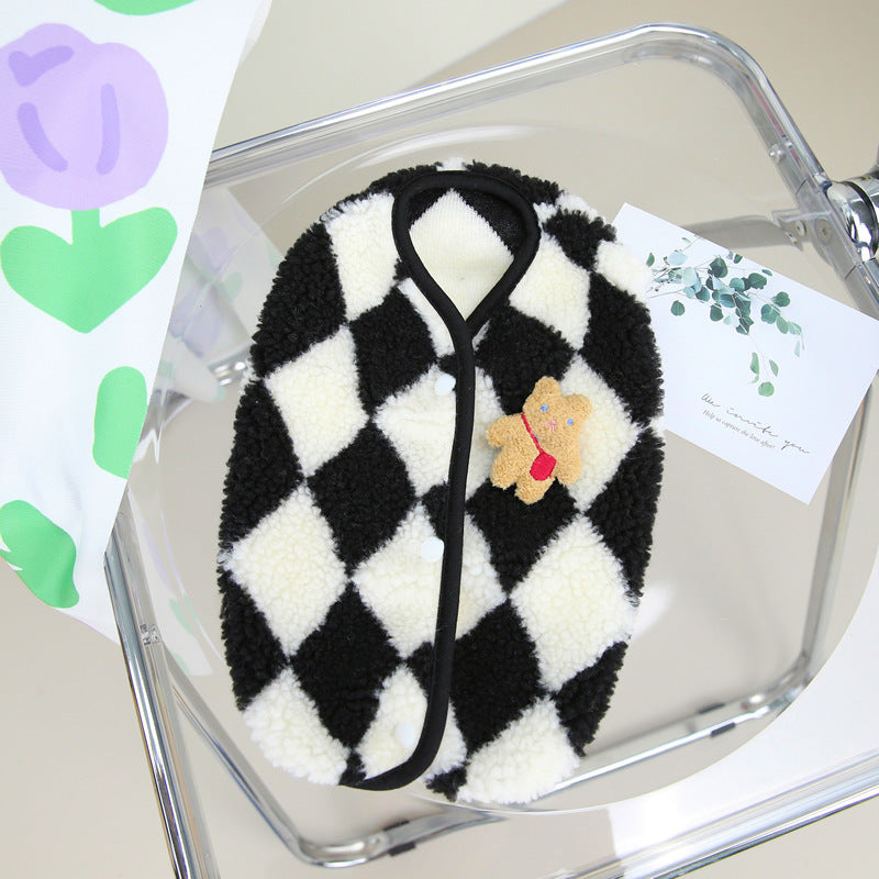Pet Diamond Lattice Velvet Coat