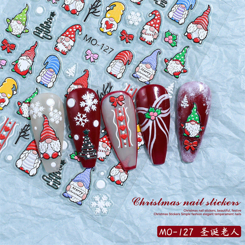 Christmas Relief Nail Stickers Paper Tape Adhesive Waterproof