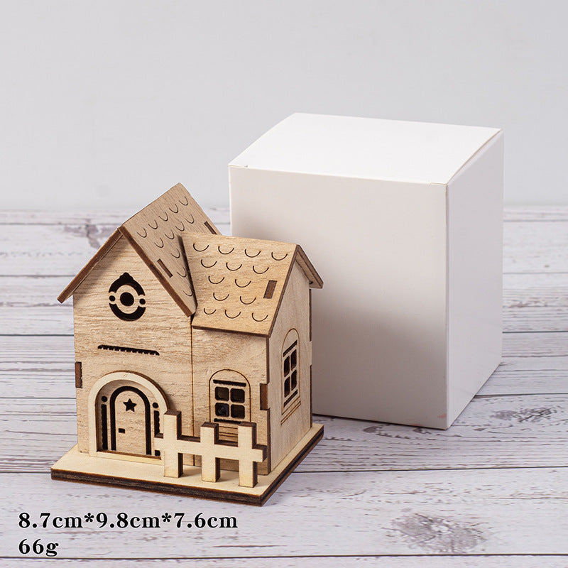 Christmas Wooden Luminous Cabin Holiday Ornaments