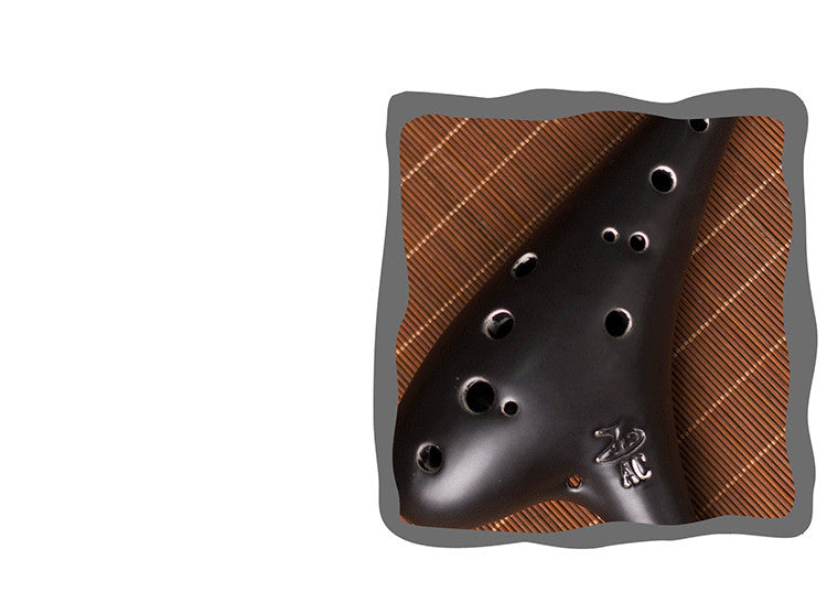 Black Ceramic 12-Hole Alto C Ocarina Musical Instrument
