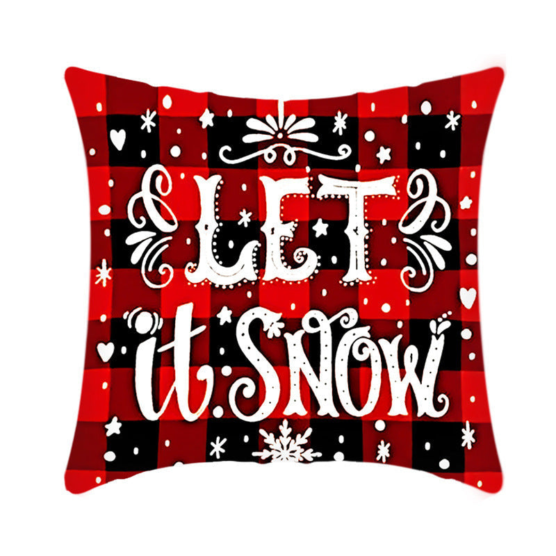 Short Plush Christmas Cushion Cover 45cm Elk Santa Pillow