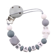 Bunny Silicone Bead Pacifier Clip – Anti-Drop Teether Chain for Babies Chain Baby Products