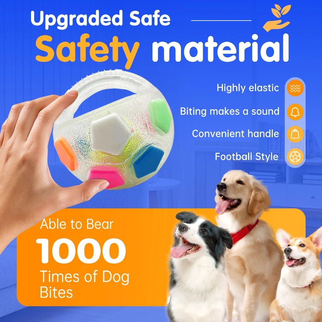 Durable Football and Tennis Ball-Shaped Squeaky Dog Toys for Outdoor Training and Teething Relief
