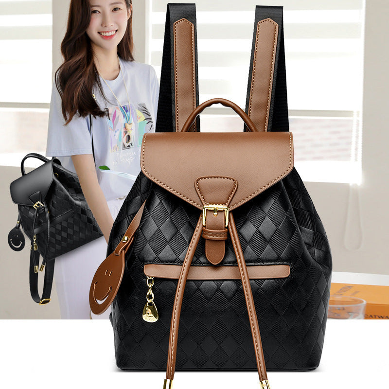 Womens PU Leather Bucket Backpack Casual Travel Bag