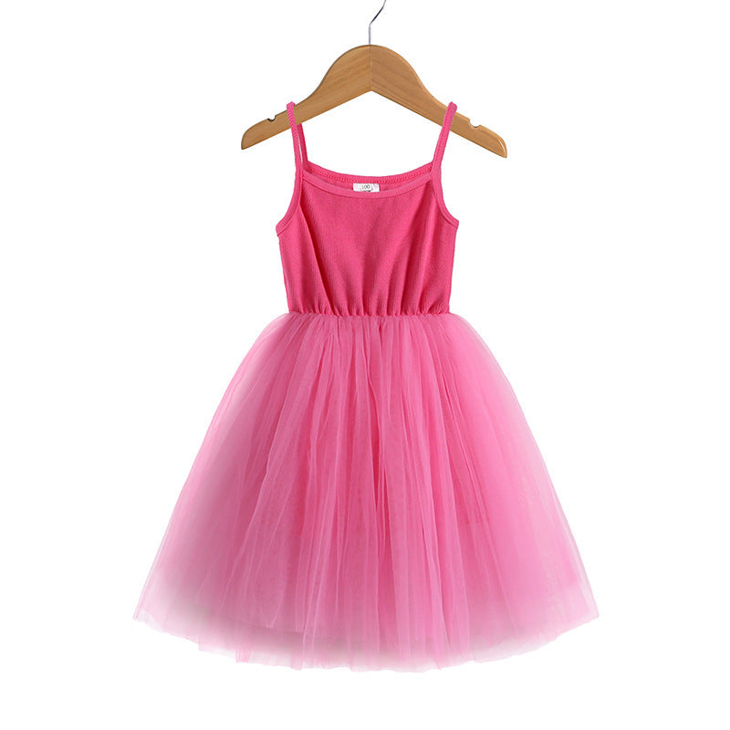 Girls' Rib Mesh Camisole Dress