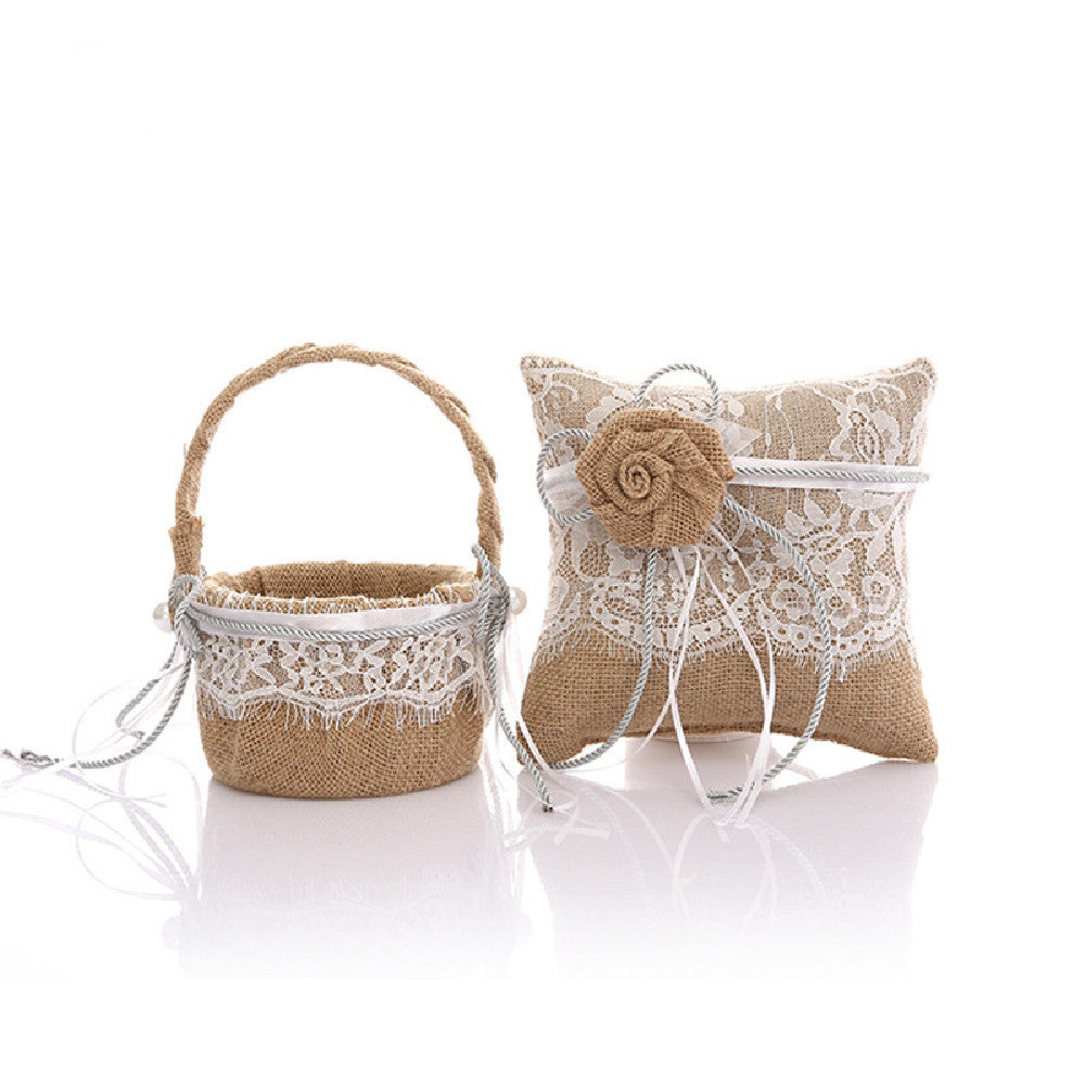 Flower High-end Ring Pillow Basket Set