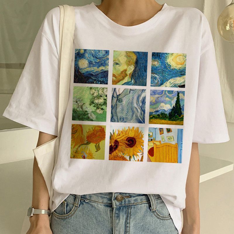 Women's Modal Art Print T Shirt Van Gogh Regular