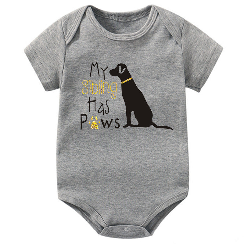 Romper Printed Baby Ins Pure Cotton Rompers One-piece My Sibling Has Paws