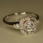 Gorgeous Square Spot Drill Platinum-plated Ring