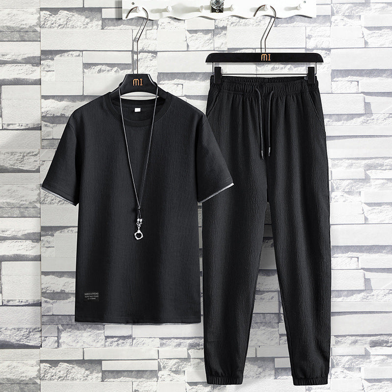 Men's Short Sleeved T-shirt Two-piece Set