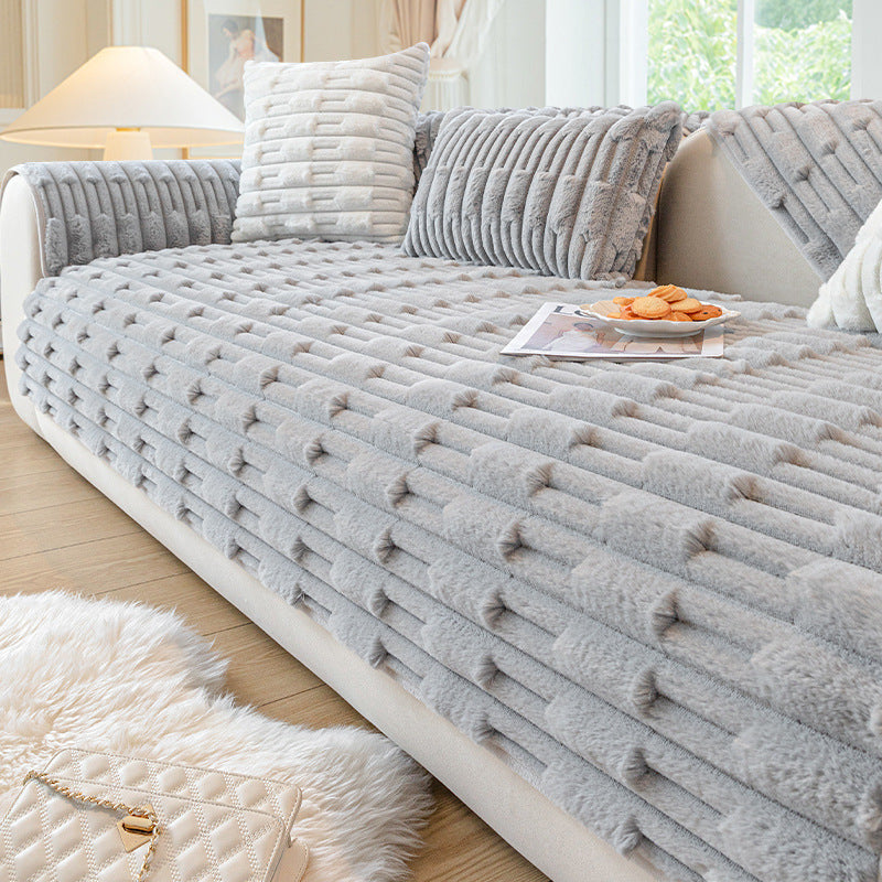 Winter Thickened Plush Seat Cushion, Anti Slip Sofa Cover