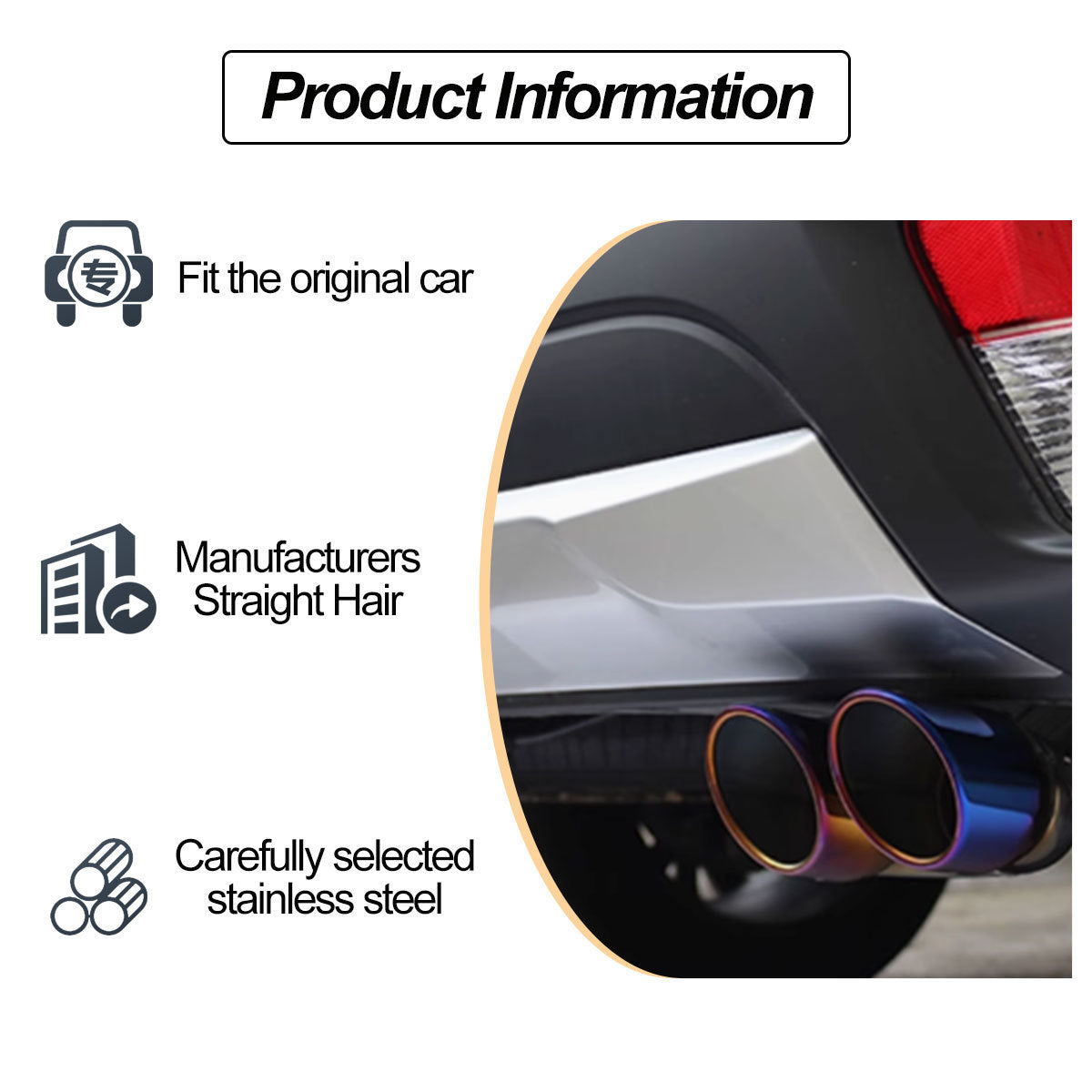 Applicable to Suzuki Vitara 2018–2020, Toyota C-HR, Izoa, Escort, Corolla, and Prius Car Exhaust Tailpipe