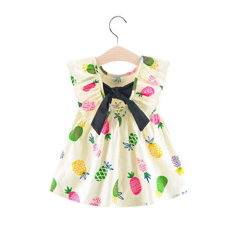 Pineapple Print A Line Dress Polyester Womens Regular Fit