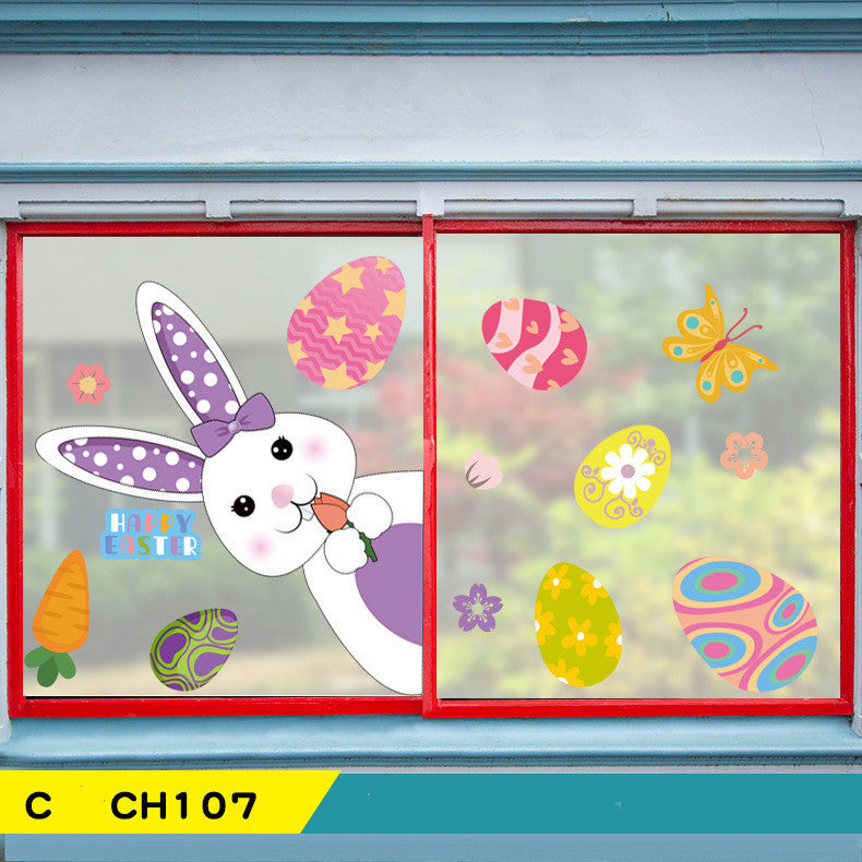 Cartoon Egg Easter Wall Sticker Window Glass Festive Decoration